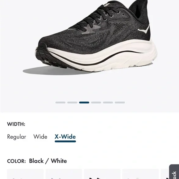 Hoka Black and White Clifton 10 size 8 XL Performance Running Shoe - Picture 5 of 9